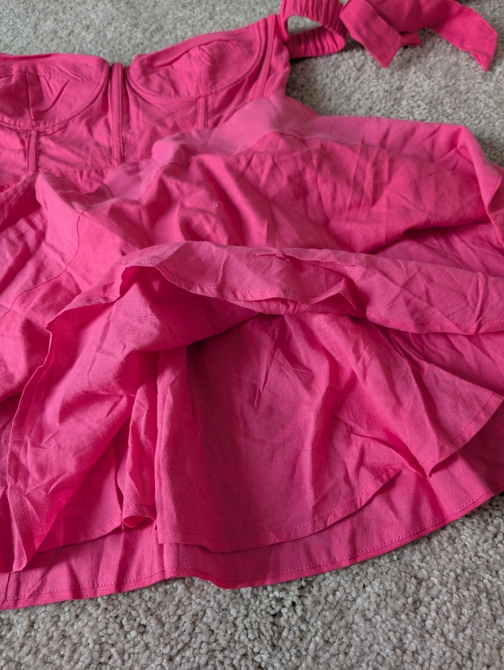 NWT Megan Moroney Mini Off the Shoulder Hot Pink Dress Small - Picture 5 of 13